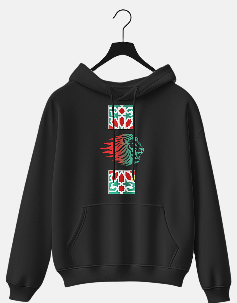 Hoodie Unic – Design Premium – Noir Maroc ZELIJ